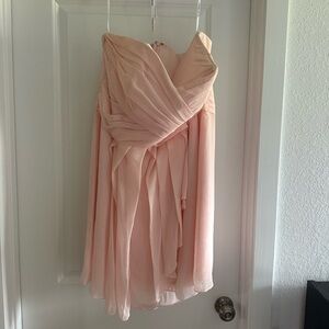 David's Bridal Blush Strapless Gown